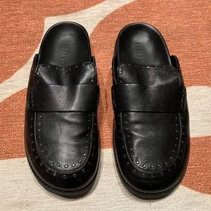 FREDA SALVADOR Evie Slip on Mules Black leather studded